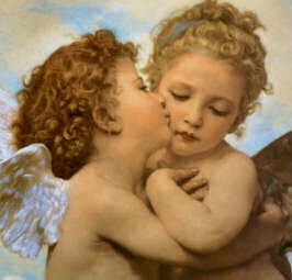 Deux angelots : premier baiser